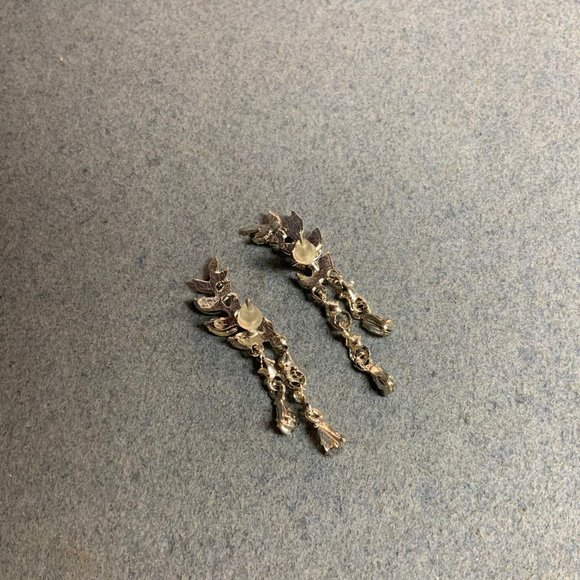 Crawler Dangle Pierced Earrings Silver Rhinestone - Picture 4 of 5